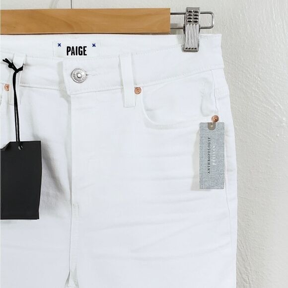 Paige Claudine High-Rise Crop Flare Jeans In White Size 26 P NWT - Picture 10 of 15